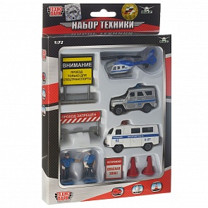 Набор полицейской техники металлический, УАЗ, 1:72, с аксессуарами (Технопарк, SB-13-03sim)